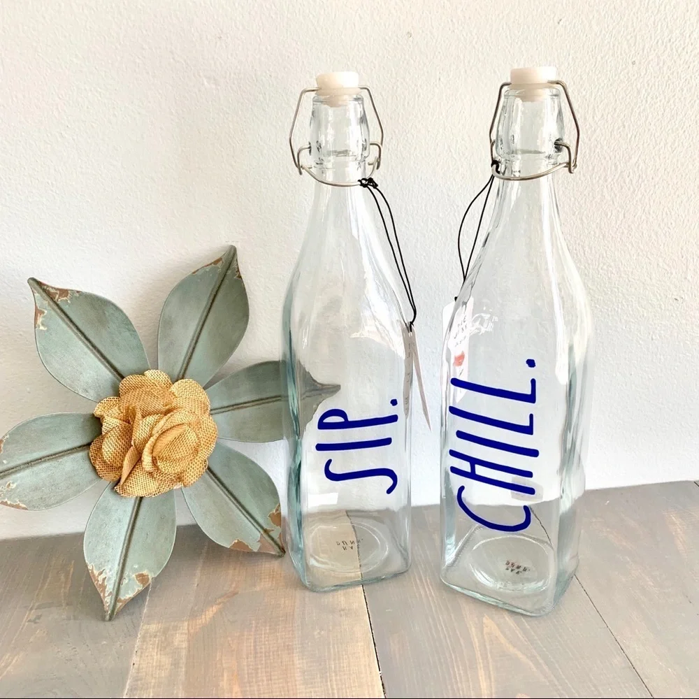 Rae Dunn Bail & Trigger Bottle SIP and CHILL Set